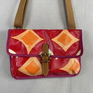 FOSSIL PVC Coated Canvas MINI KEY-PER Adjustable Crossbody Bag Slim Purse